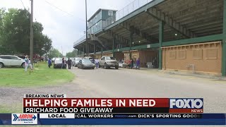 Food giveaway at Prichard Stadium