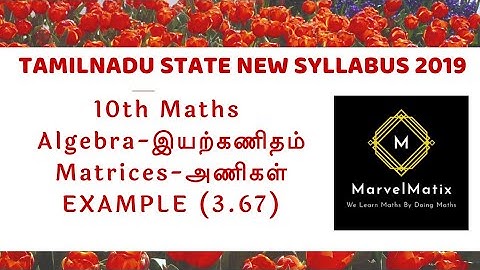 Class 10 Maths Matrix in tamil example 3.67 Maths class for 10 tamil & English medium Tamilnadu math
