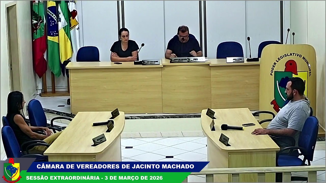 Sessão Extraordinária- Dia 03/03/2026 - Câmara de Vereadores de Jacinto Machado
