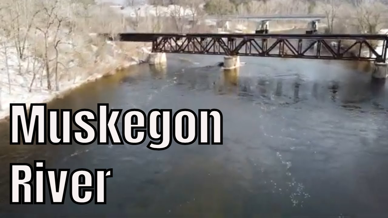 MUSKEGON RIVER Aerial View Downtown NEWAYGO and the Muskegon River by