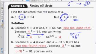Alg 2 Lesson 7 1 Nth Roots and Rational Notation part 1