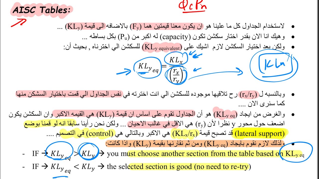 Ch.6 Design of compression members || lecture (2) ''AISC tables for ...