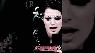 Paige crosses the line with Charlotte Flair, RAW 2015. #paige #charlotteflair #wwe