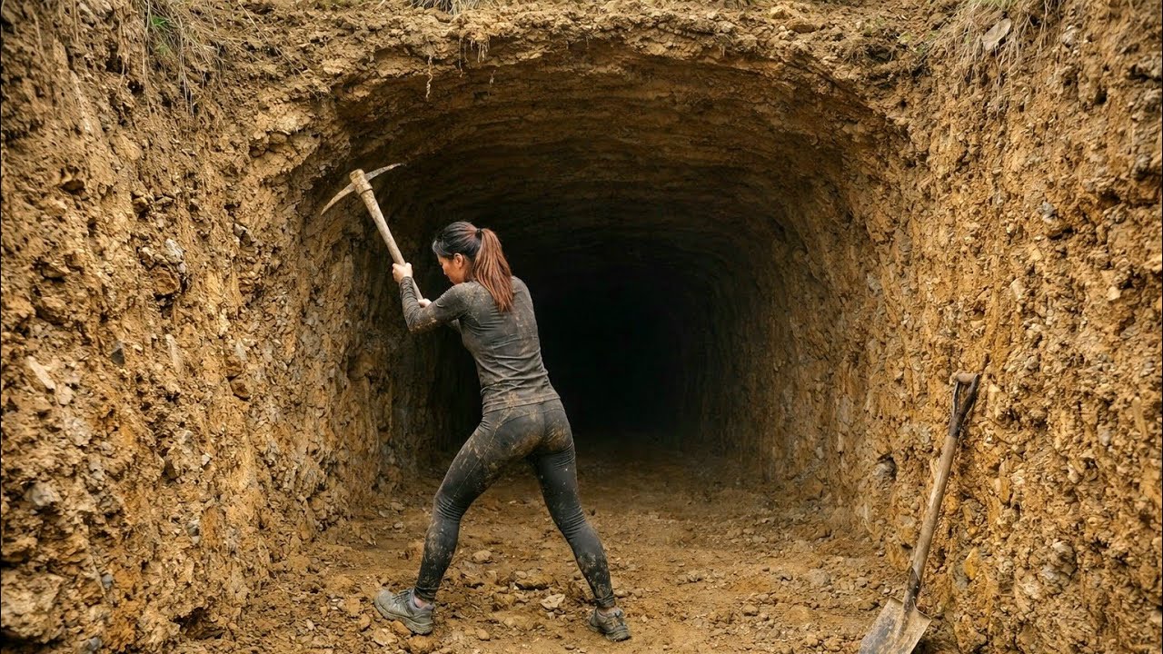 35 days building an underground shelter and surviving alone in the wilderness.