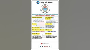 JKSSB Recruitment 2025 | New Vacancy 2025 | Daily Job Alerts #shorts