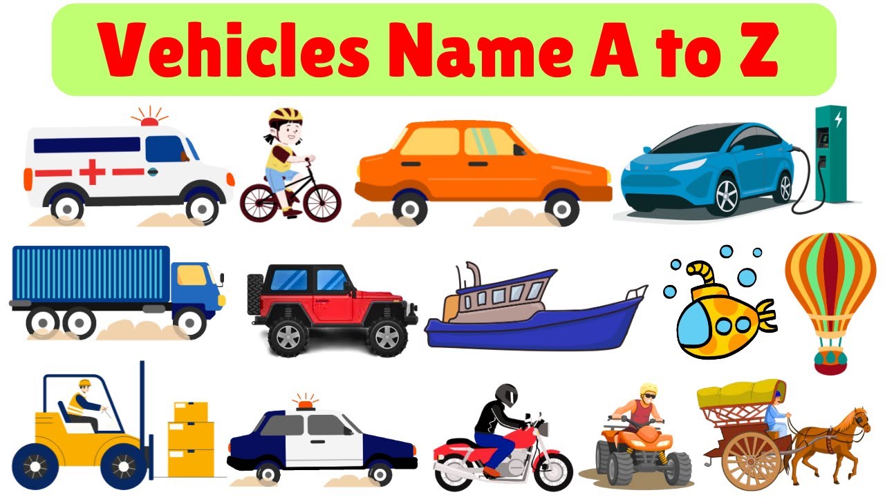 Vehicles name A to Z in English with information| Vehicle Sounds|Mode of Transport |Vehicle for Kids
