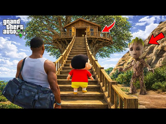 Shinchan & Franklin Build a SECRET Tree House in Los Santos 😱 GTA 5 Telugu | Dhanu Dino
