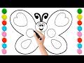 How To Draw Butterfly Drawing Easy Step by Step For Beginners !