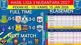 HASIL LIGA 3 HARI INI‼️NUSANTARA FC VS DEJAN FC‼️PERSIKA VS RANS FC‼️KLASEMEN TERBARU‼️PEKAN KE 13