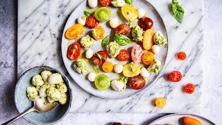 Basil Pesto Caprese Salad | Easy Italian Salad Recipe