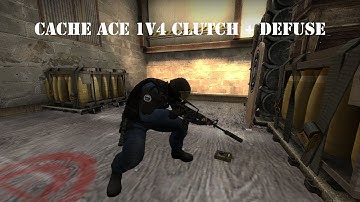 CS:GO - 4 Headshot Ace 1v4 Clutch Defuse On Cache