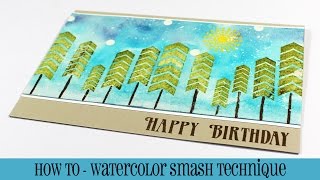 Easy Scenic Card using the Watercolor Smash Technique with Dye Based Distress Inks
