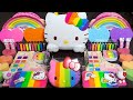 KITTY RAINBOW Slime Mixing Makeup,Parts, Glitter Into Slime!Satisfying Slime#ASMR#satisfying#slime