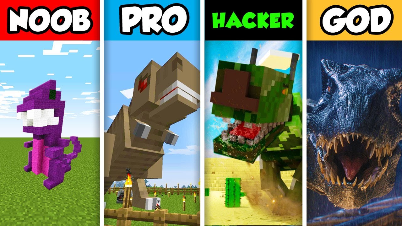 Noob vs. pro vs. hacker in dino t-rex RTX! 