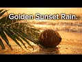 4K Living Wallpaper 🌅 Golden Sunset Rain on Beach | Relaxing Piano & Nature Sounds for Study, Work