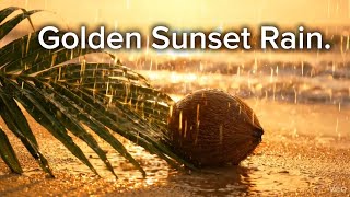 ​4K Living Wallpaper 🌅 Golden Sunset Rain on Beach | Relaxing Piano & Nature Sounds for Study, Work screenshot 2