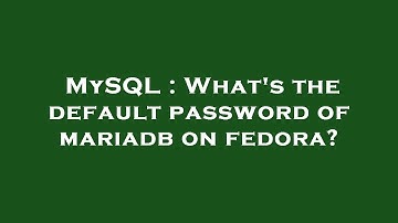 MySQL : What