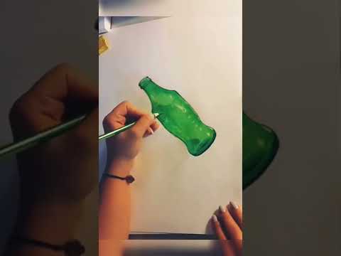 3D painting #3D #paint #3boyutlu #şişe #buble #green #yeşil #cam #kuruboya #resim #sanat #3dpainting