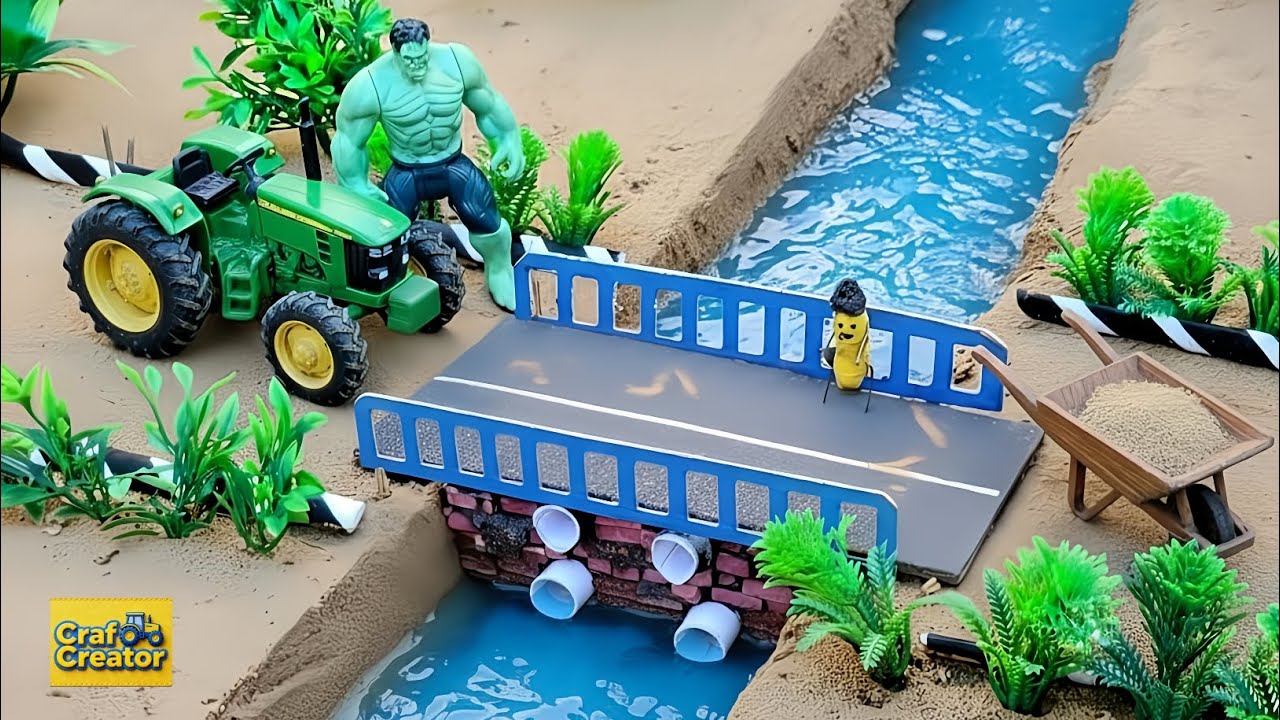 DIY science project mini bridge ' tractor making mini 2 floors dam ...