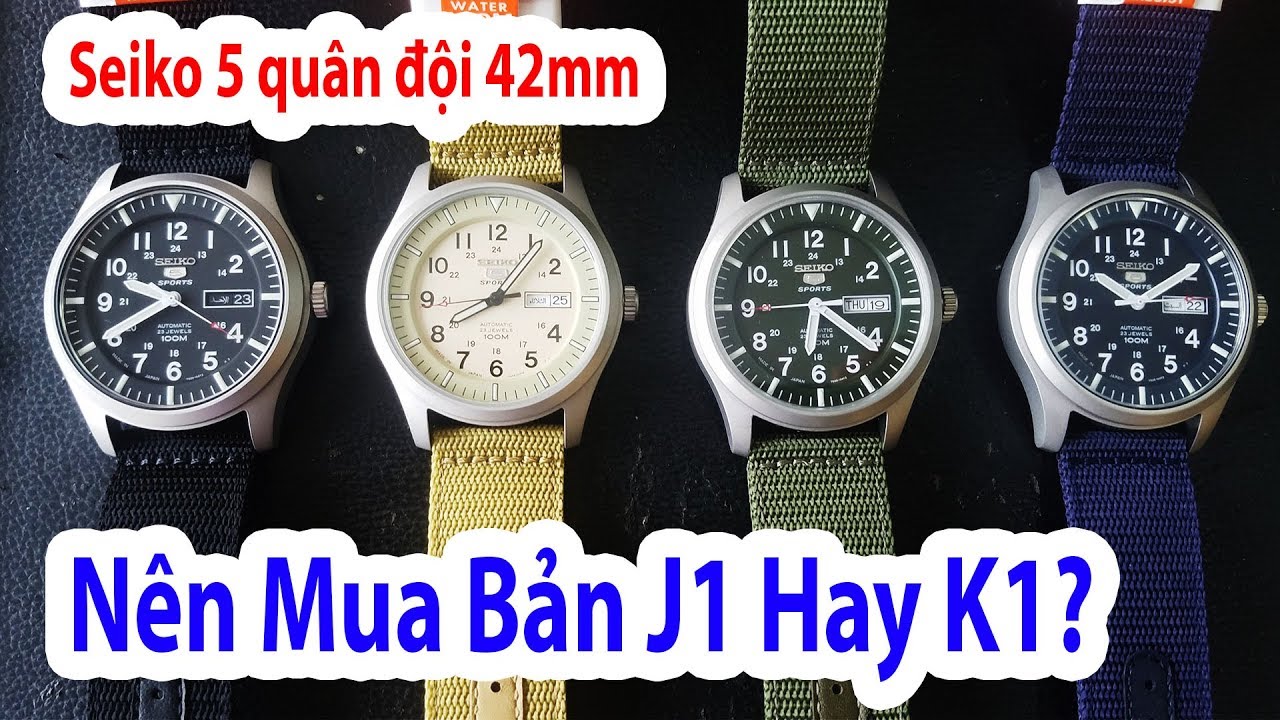 Seiko 5 quân đội 42mm - J1 và K1 khác nhau thế nào? - YouTube