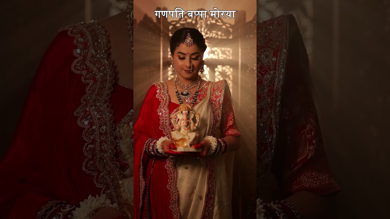 Welcoming Ganpati Bappa in Maharashtrian tradition✨