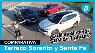 ¿Cuál es el MEJOR SUV grande? SEAT Tarraco, Kia Sorento, Hyundai Santa Fe | Comparativa SUV 7 plazas