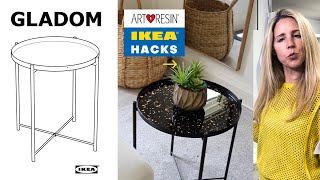 ArtResin IKEA Hacks - Gladom Table with Resin and Gold Leaf