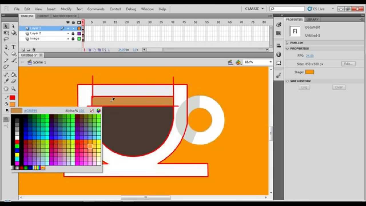 5- Adobe Flash: Draw Coffee Cupالرسم فى برنامج ادوبى فلاش - YouTube