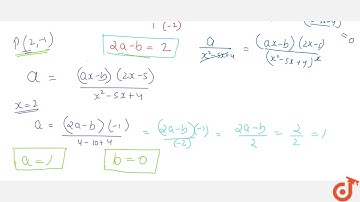 If `y=(a x-b)/((x-1)(x-4))` has a turning point `P(2,\\ -1)` , find the values of `a` and `b` an...