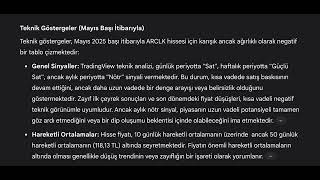 Arçelik (ARCLK) 2025 Mayıs Ayı Hisse Senedi Analizi