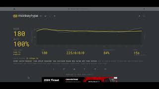 180 wpm on monkeytype (15 seconds)