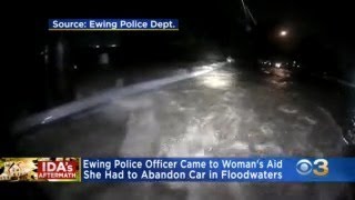 Ewing, New Jersey Police Officer Saves Woman From Floodwaters