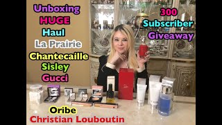 Unboxing Huge Haul! La Prairie, Chantecaille, Sisley, Gucci, Louboutin! (300 Subs Giveaway Closed)