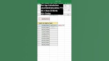 How to calculate Age from date of birth in Microsoft Excel