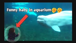 When funny baby comes aquarium 🤣🤣 | funny baby reaction😍😍 | we are top