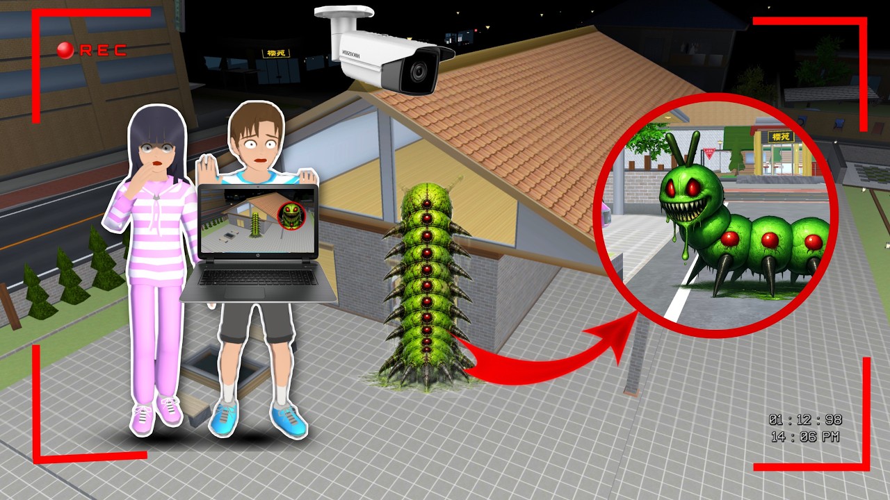 Yuta Mio Panik CCTV Merekam ULAT BULU RAKSASA & MONSTER PIG 😱 | Sakura School Simulator