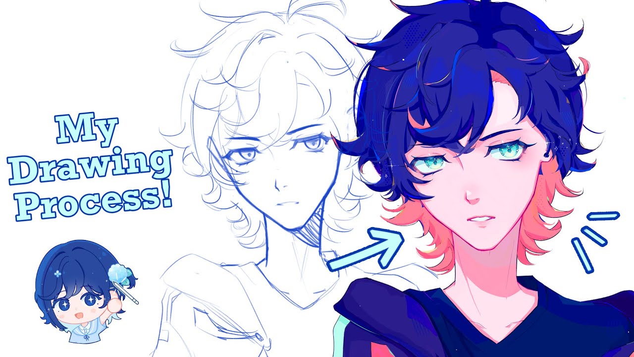 Draw with me 🩵 Digital Art Process Ft. My Oc⚡️ - YouTube