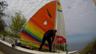 Learning to sail solo: How to raise the Main sail and Jib sail on Catamaran at launch