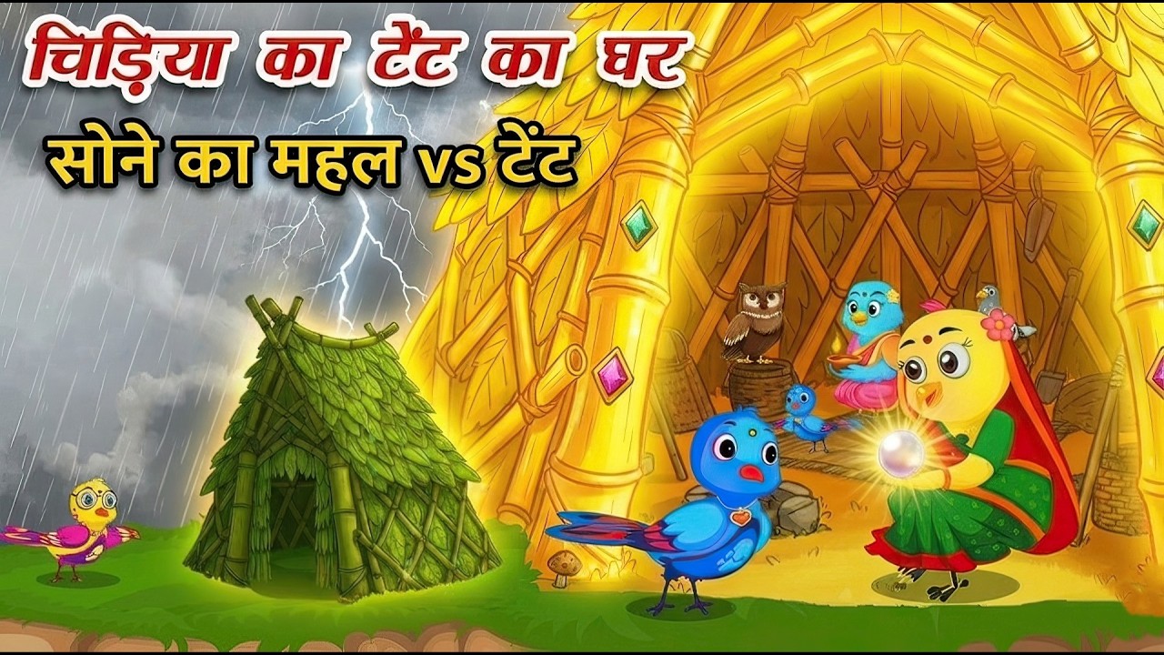 चिड़िया का जादुई टेंट वाला घर 🏕️ | Jaadui Moti aur Lali Chidiya ki Kahani | Hindi Moral Story