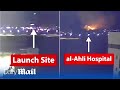 New footage shows rocket fired from Gaza malfunctioned mid-air before striking hospital, says Israel