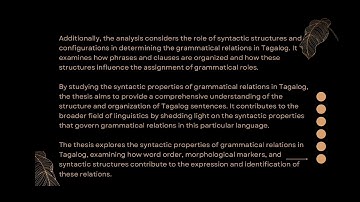 4. Syntactic Properties of Grammatical Relations in Tagalog Language