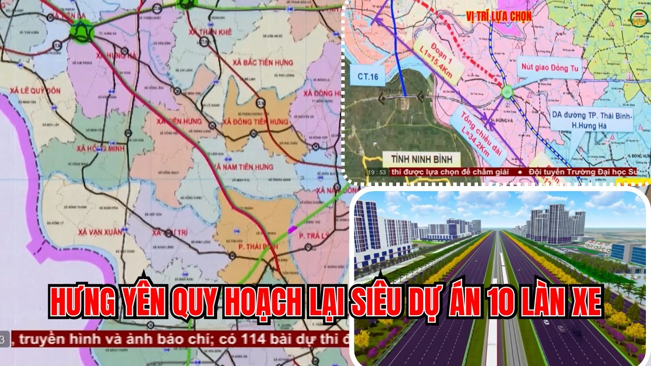 Quy Hoạch Lại Siêu Dự Án 10 làn xe Trục Thái Bình - Phố Hiến đoạn Nút Giao Đồng Tu đến tp Hưng Yên