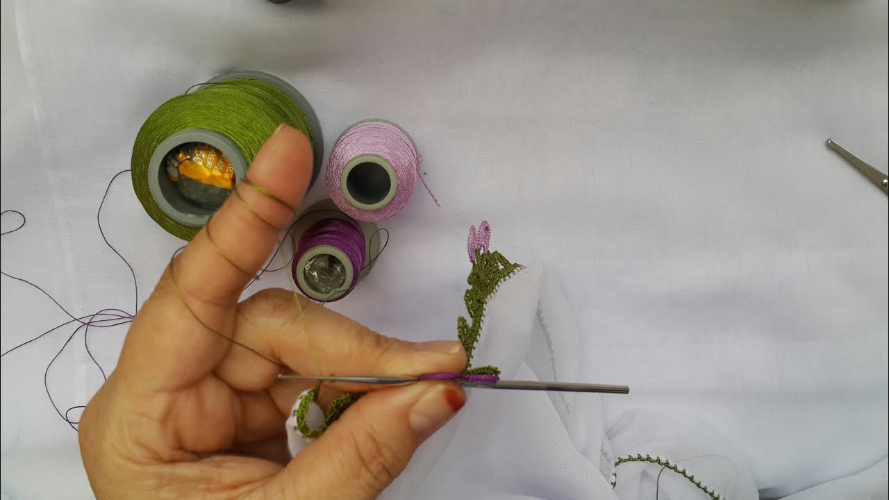 516-😊 Yeni İğneden çevirme  yapraklı tasarim Keloğlan tığ oyası yapımı tığ oyası örnekleri