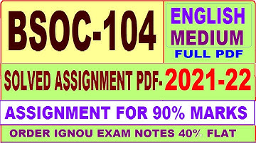 bsoc 104 solved assignment 2021-22 / bsoc 104 solved assignment in English / ignou bsoc 104