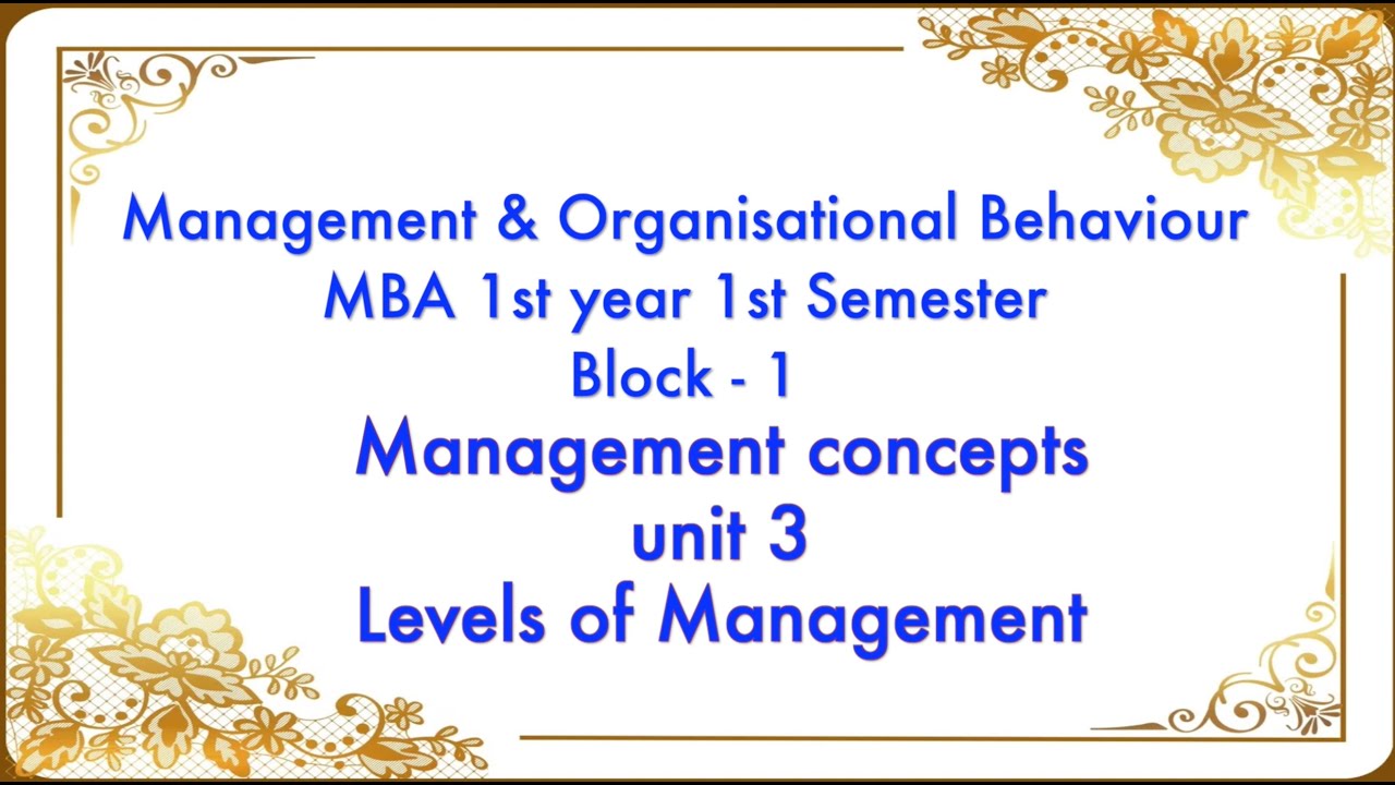 MBA 1st year 1st Sem unit 3 Levels Of Management - YouTube