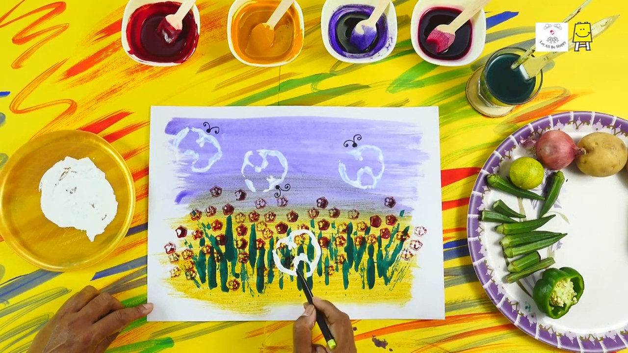 Vegetable Block printing 3 (Marathi) भाज्यांचे बनवले ठसे 3 YouTube