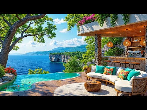 🎶 Tranquil Morning at the Cliff Café | Chill Jazz, Ocean Ambience & Tropical Breeze for Relax & Work