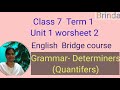 7th English Work Sheet 2 Bridge Course Answer Key