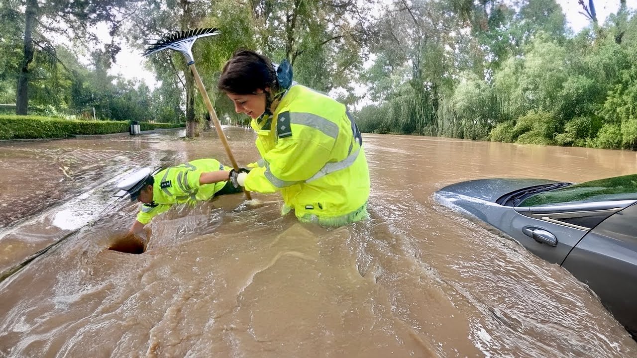 Draining Massive Flood By Unclogging Drains Big Whirlpools - YouTube