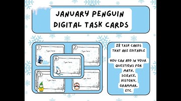 Super "Cool" January Penguin Templates Editable Task Cards with Canva